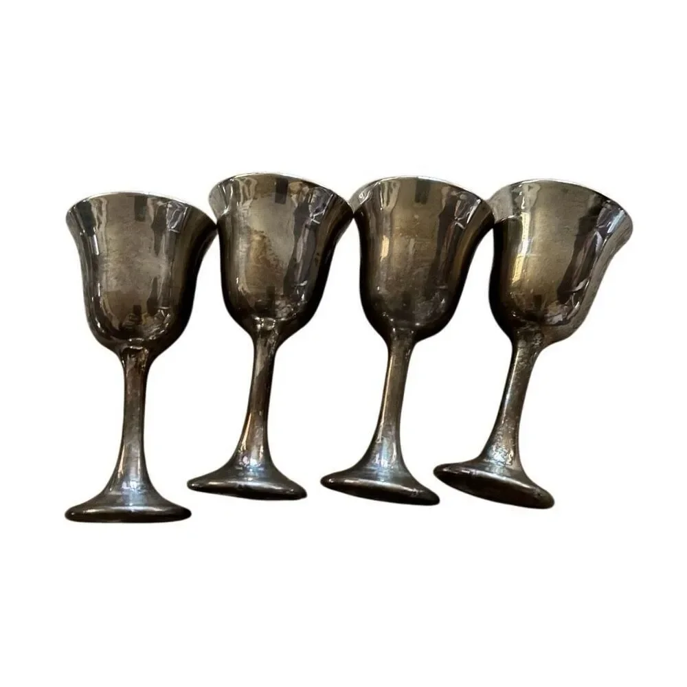 F. B. Rogers Silver Plated 5 Piece Cordial Set Goblets & Tray